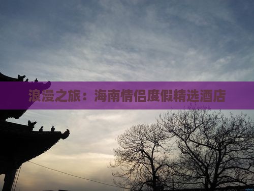 浪漫之旅：海南情侣度假精选酒店(图3)